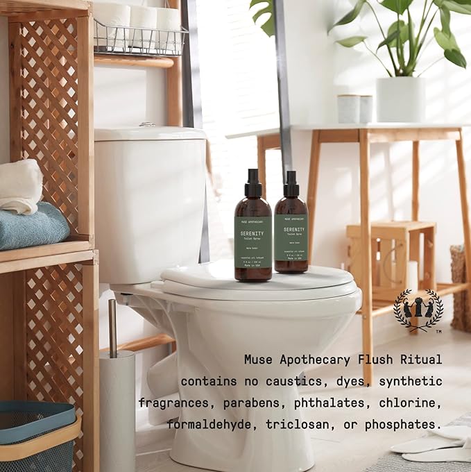 Muse Apothecary Flush Ritual - Botanical Collection - Aromatic & Refreshing Toilet Spray, Use Before You Go, Infused with Natural Aromatherapy Essential Oils - 8 oz, Warm Cedar
