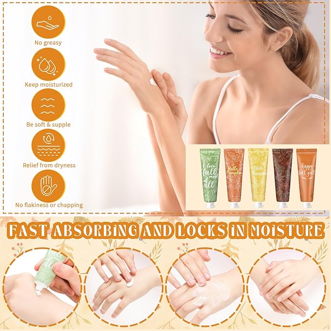 60 Pcs Fall Hand Cream Bulk, Mini Pumpkin Lotion, 30ml Natural Botanical Fragrance Fall Lotion for Chapped Hands, Thanksgiving Favors, Employee Gifts, Baby Shower, Travel, Work, Team, Staff
