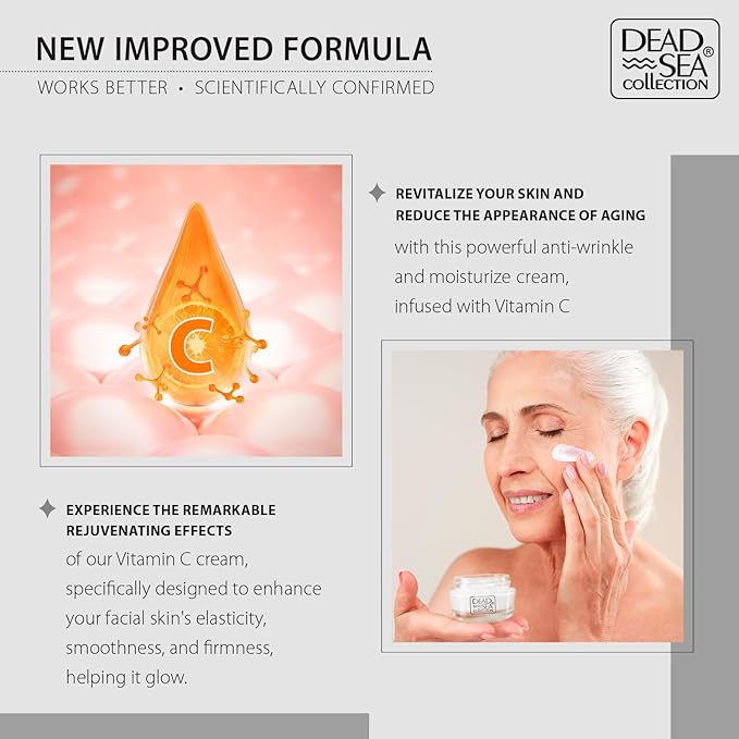 Dead Sea Collection Night Cream for Face with Vitamin C, Dead Sea Minerals, and Vitamin E – Anti Aging Nourishing Skin Care Moisturizer to Reduce Wrinkles (1.69 fl. oz)