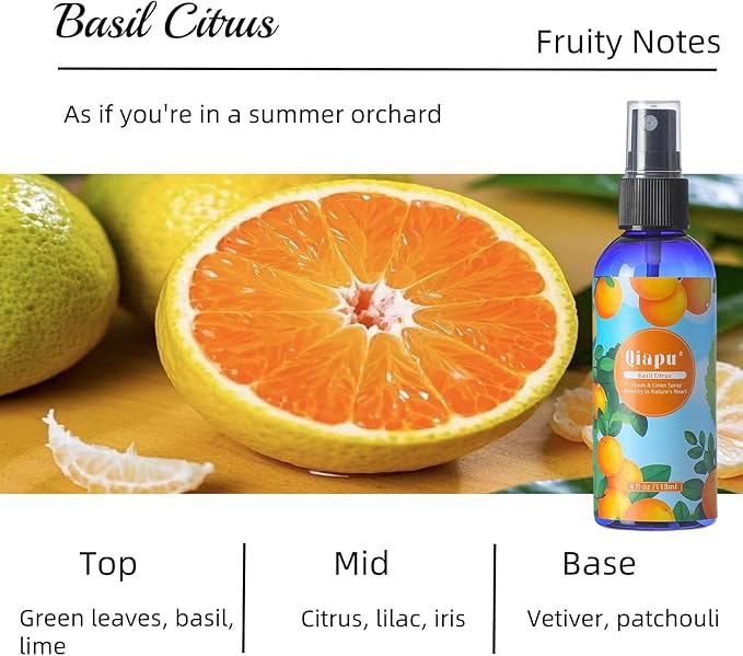 Natural Bedroom Linen Spray Scented Room Mist with Plant Extracts Long Lasting Freshness for Sheets, Pillows & Curtains – 4oz 4Bottle(Cherry Blossom + Citrus + White Peach + Gardenia)