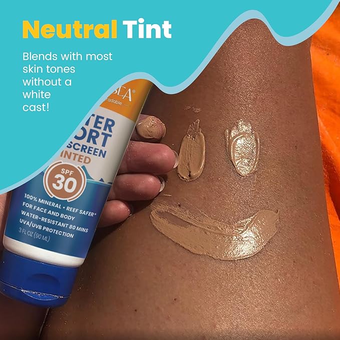STREAM 2 SEA Tinted Sunscreen with SPF 20 All Natural, Biodegradable and Reef Safe, 3 Fl oz Travel Size Paraben Free Non Greasy and Moisturizing Sunscreen For Face, Body Protection Against UVA and UVB