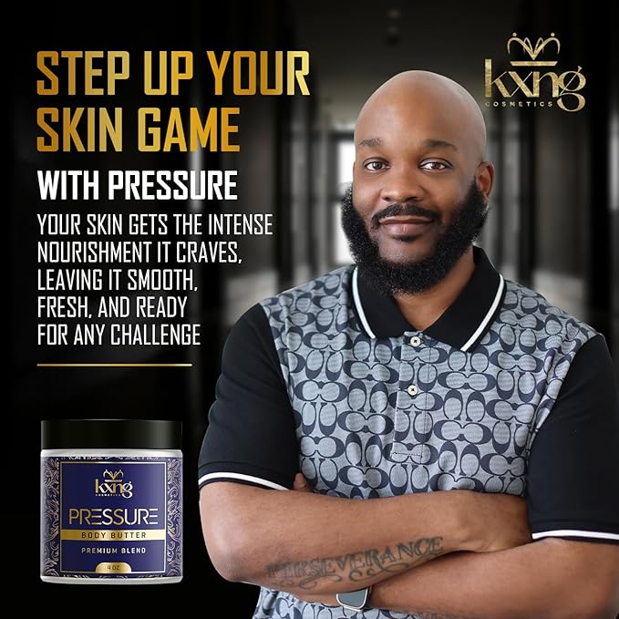 KXNG Cosmetics, Body Butter, Organic Skin Care for Men and Women, Body Moisturizer Lotions and Creams, Raw Shea Butter, Cocoa Butter, Mango, Coconut Oil, Hand, Foot, All Skin Types (Pressure)