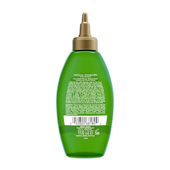 OGX Extra Strength Refreshing Scalp+Rosemary Oil Mint Dry Scalp Treatment, Peppermint & Witch Hazel Scalp Detox, Clarifying Leave-In,Help Remove Buildup,Refresh,Shiny Hair Finish,4 fl oz(Pack of 2)