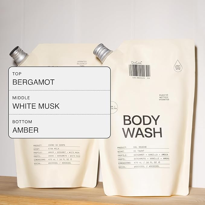 DedCool Xtra Milk Body Wash Refill – Hydrating & Skin Barrier-Boosting Formula with Snow Mushroom, Shea Butter, and Aloe | Non-Toxic, Vegan, Carbon-Neutral