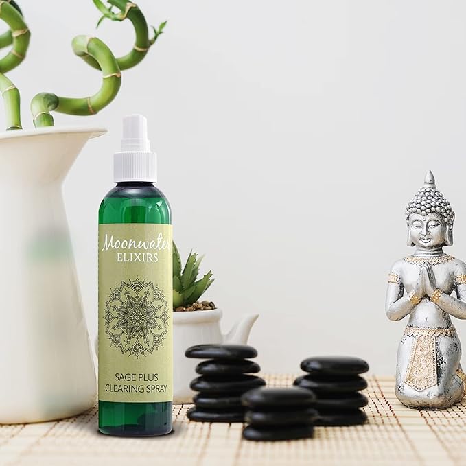White Sage Smudge Spray for Spiritual Cleansing & Aura Protection, Sage Spray for Cleansing Negative Energy & Protection, Home & Meditation, Clear Quartz Reiki Energized Aromatherapy Room Mist 2X 8oz