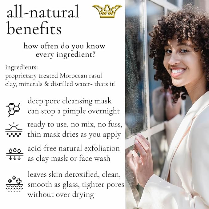 GUNILLA Skin Perfecting Clay Mask, Vegan, No Additives, 3-in-1 Deep Pore Cleansing Facial Mask, Refining, Detox & Spot Treatment, All-Natural, Pro-Grade, 35 Clay Masks 2.5 fl oz - Made in Sweden.