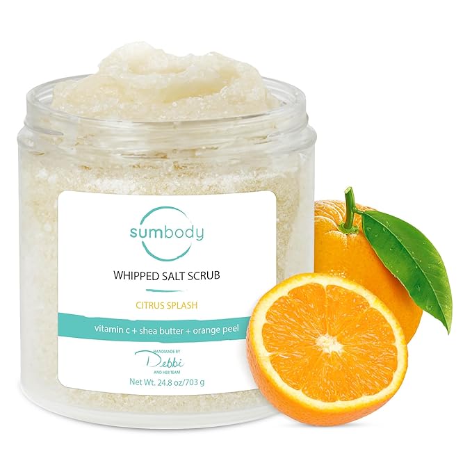Exfoliating Body Scrub (21oz) Vitamin C, Citrus, All Natural, USA Made, Self Care Gifts For Women, Teens, Men Sensitive Skin Nourishing, Hydrating, Non-Toxic