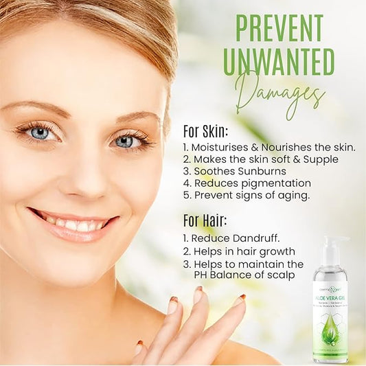 Aloe Vera Gel With Witch Hazel + Vitamin C + Vitamin E - Skin Soothes, Moisture And Repair Formula, Nutrients Rich And Cold Pressed 8.5 Fl Oz/ 250 Ml