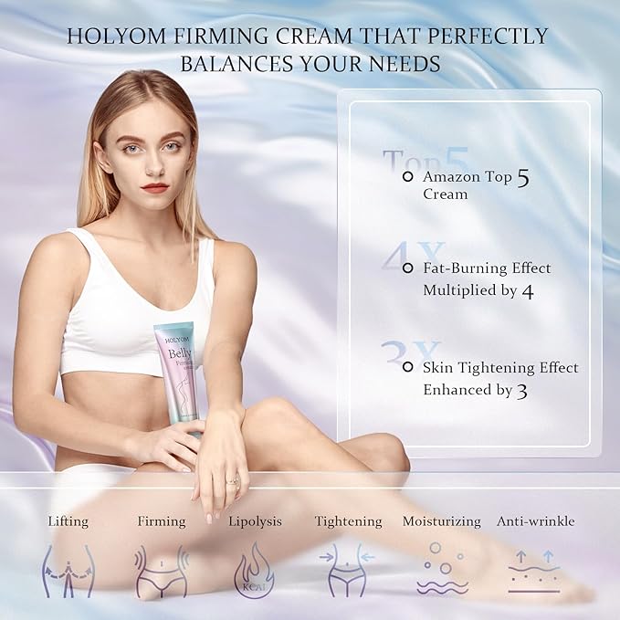 B Flat Belly Firming Cream for Stomach, Thighs & Butt, Premium Skin Tightening Cream, Body Lotion for Firmness and Moisturizer Lift,Women and men 4.2 Fl Oz