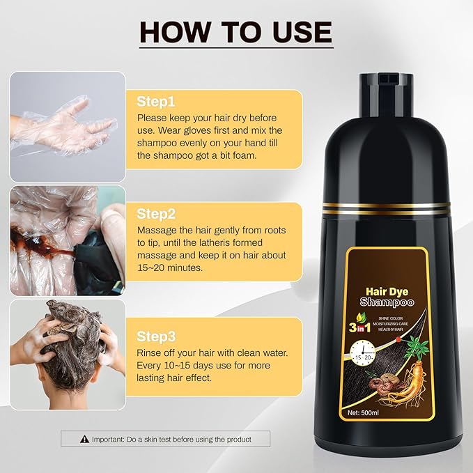 Dark Burdgundy Hair Dye Shampoo for Gray Hair Coverage 3 in 1 o Natural Herbal Hair Color for Women, Champu Con Tinte Para Canas (dark burgundy)