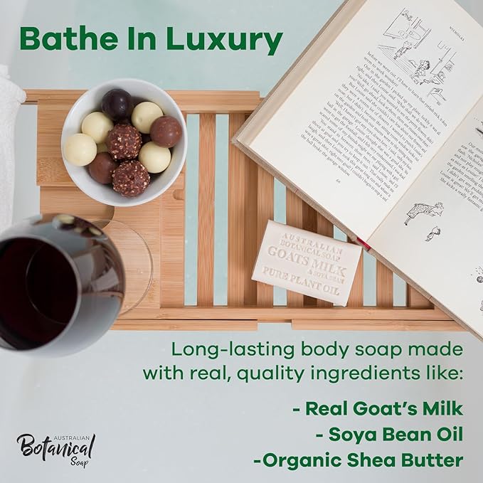 Australian Botanical Soap 6.6 OZ, Pack of 8, Goat Milk Soap Bars with Soya Bean Oil, Enriched with Organic Shea Butter, Suitable for All Skin Types, Packaging May Vary