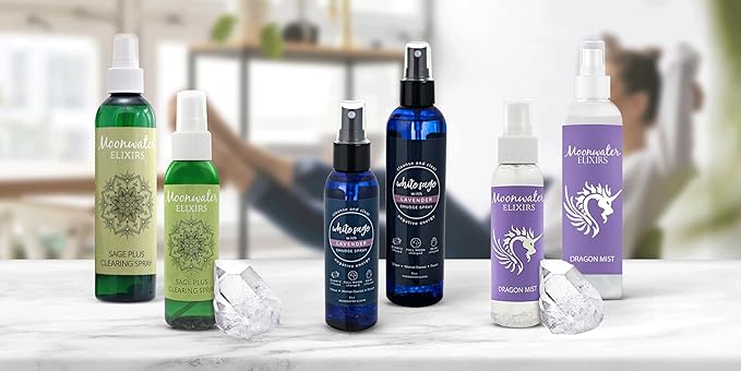 White Sage Smudge Spray for Spiritual Cleansing & Aura Protection, Sage & Lavender Smudging - Cleansing Negative Energy & Protection, Clear Quartz Reiki Energized Aromatherapy Room Mist - 8oz