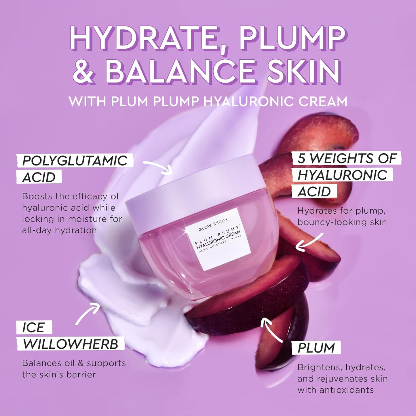 Hydrating Face Cream with Hyaluronic Acid & Peptides – Korean Moisturizer for Dry Skin, Fine Lines & Wrinkles (50ml)