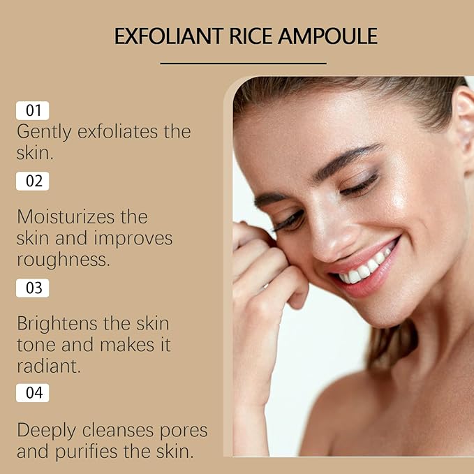 Dual Action Facial Peeling Set - Rice Water & Black Rice Exfoliating Ampoules for Gentle Skin Renewal, Non-Irritating Texture Refiner (2 x 100ml)