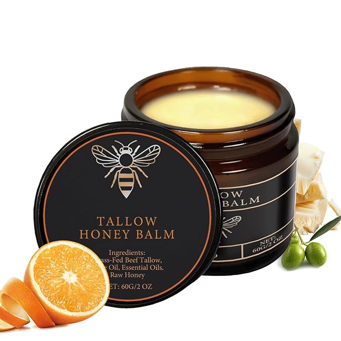 Maroomi Beef Tallow for Skin, Marroomi Tallow Honey Balm,Organic Grass tallow and honey balm for face and Body, Natural Soothing Moisturizing the Skin
