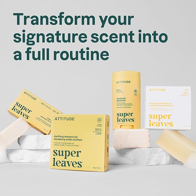 ATTITUDE Body Soap Bar, Natural Origin, Protects and Softens Dry Skin, Watercress, Indian Cress & Olive Oil, EWG Verified & Vegan, Earl Grey & Fresh Cucumber, 4 Oz