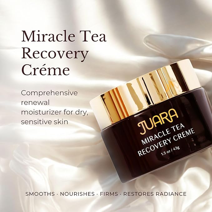 Juara Miracle Tea Recovery Creme - Anti Aging Face Moisturizer with Bio-Retinol - Sensitive Skin Face Cream for Wrinkles & Fine Lines - Firming Day & Night Cream with Fermented Black Tea - 1.5 oz
