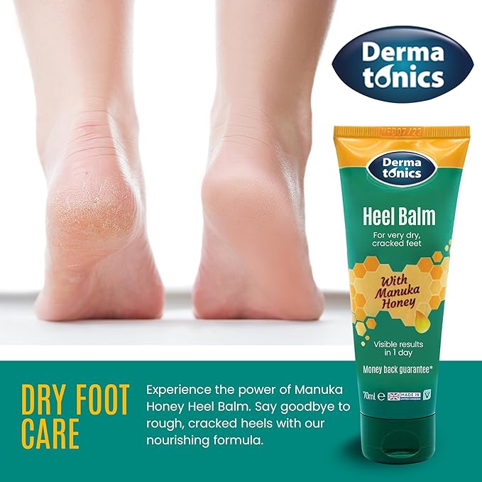 Dermatonics Manuka Honey Heel and Elbow Moisturizing & Exfoliating Cream for Dry and Cracked Heels | Dry Feet Treatment & Cracked Heel Repair for Rough, Dry and Cracked Feet, 2.37 fl oz Tube, 3 Pack