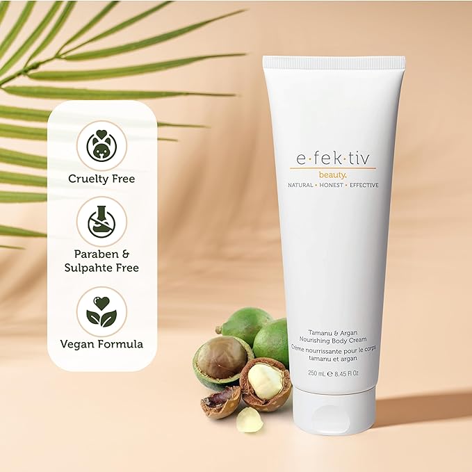 Tamanu and Argan Nourishing Body Cream - Deep Hydrating Moisturizer - Rejuvenates Dry and Dehydrated Skin - Vegan - Sulfate-free - Unisex - 8.45 oz