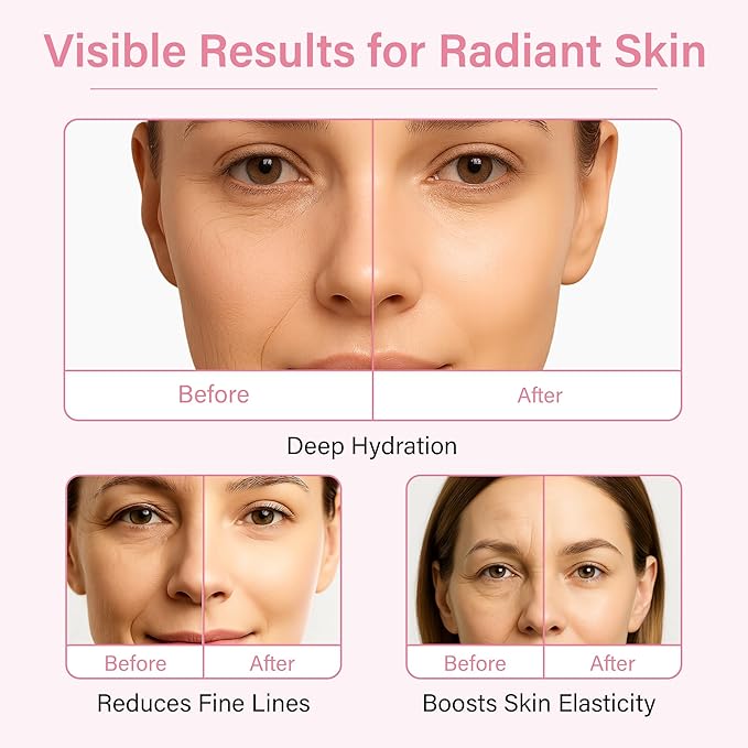 Bio-Collagen Face Mask – Hydrating & Firming Korean Sheet Mask with Hyaluronic Acid, Anti-Aging Overnight Skincare, Pore Minimizing & Moisturizing Treatment, 32g, 4 Pack