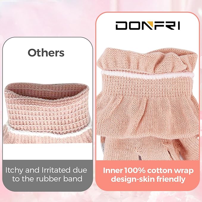 Donfri 6 Pairs Cotton Moisturizing Gloves Overnight Touchscreen Fingers for SPA Dry Hands Hand Care Day and Night Moisturizing (Small-Pink)