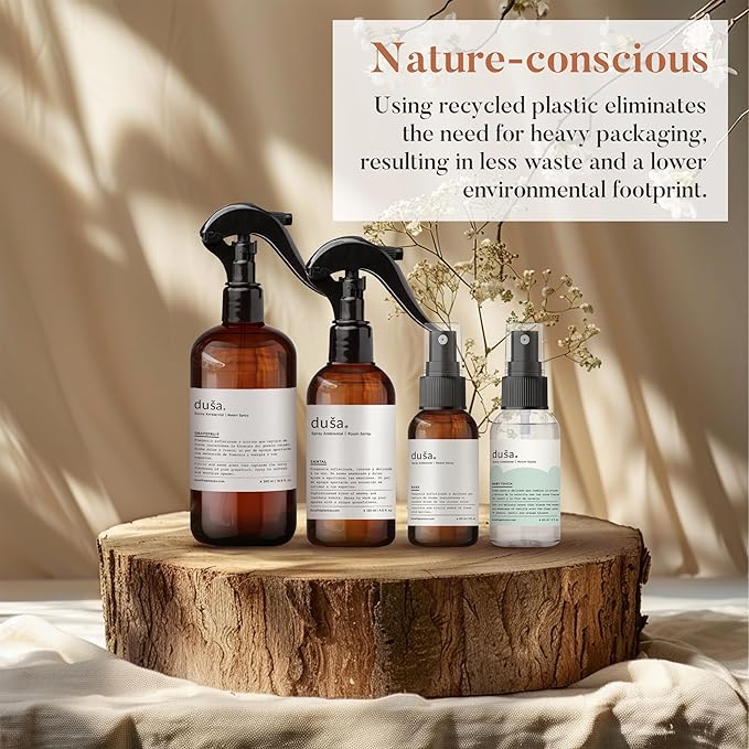 Dusa Santal Room Spray - 4 fl oz - Natural Air Freshener & Linen Mist for Home - Ultimate Home Fragrance, Bed Room Essentials & Soothing Fabric - Eco-Friendly Odor Eliminator w/Aromatherapy