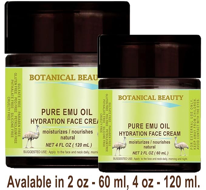 PURE EMU OIL HYDRATION FACE CREAM For Normal - Dry - Sensitive Skin. Moisturizing and Nourishing. 2 Fl. oz. - 60 ml by Botanical Beauty