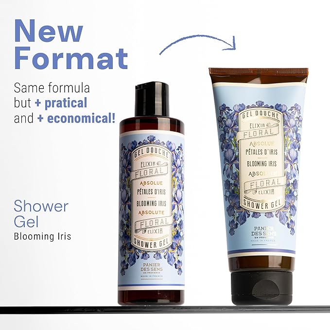 Panier des Sens – Blooming Iris Moisturizing Body Wash for Women & Men - Gentle Shower Gel 95% Natural Ingredients for Normal, Sensitive Skin - Body Care Made in France, SLS Free, Vegan -6.8 Floz
