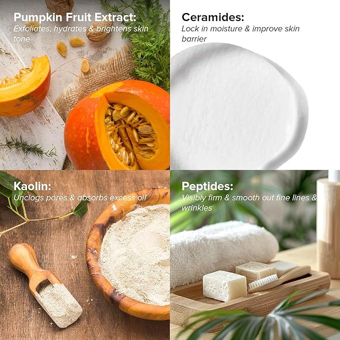 DRMTLGY Pumpkin Enzyme Face Mask with Jojoba Beads. Gentle Exfoliating Pumpkin Facial Mask for Dullness, Uneven Skin Tone, Fine Lines and Wrinkles. 5.5 oz