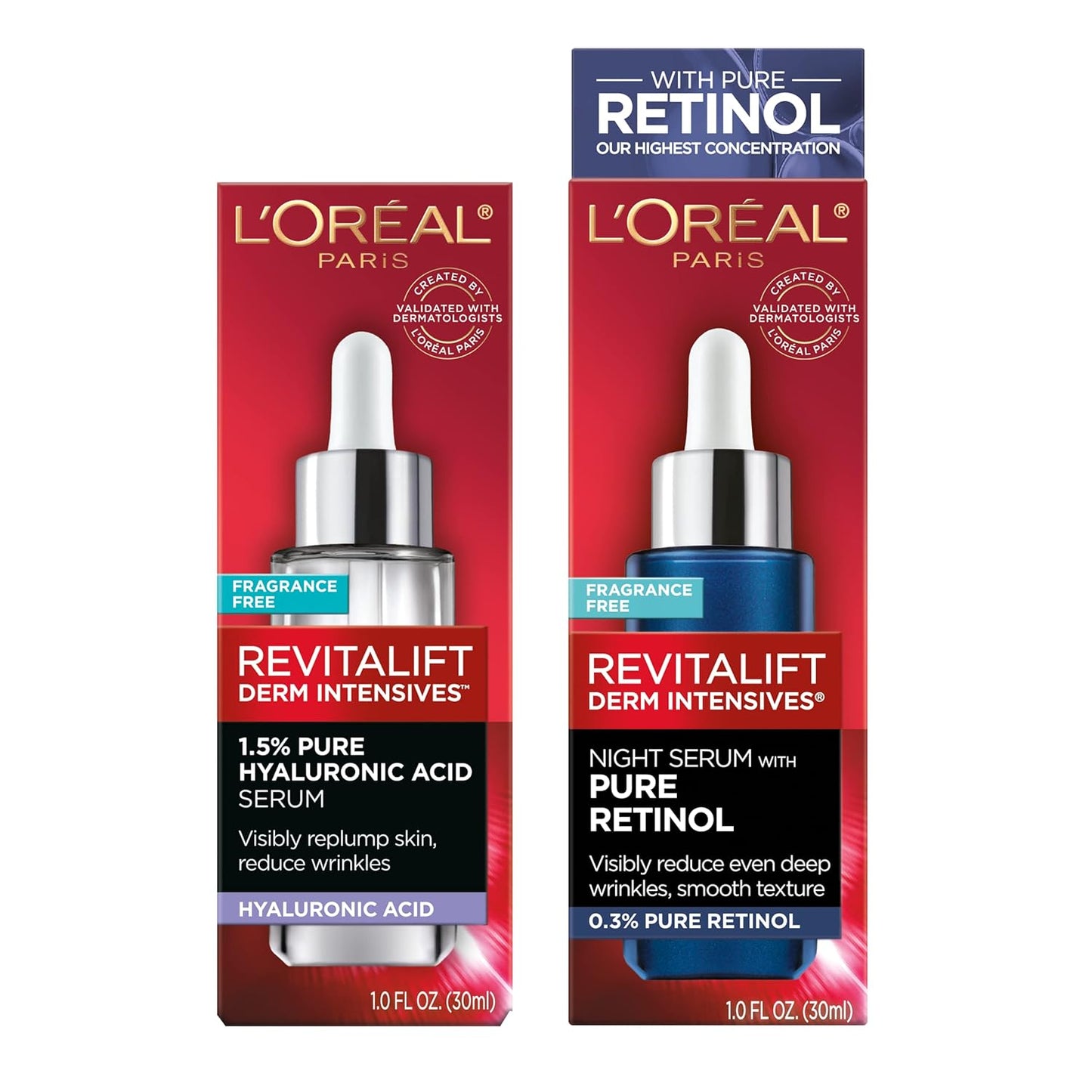 Revitalift Hyaluronic Acid & Retinol Night Serum Kit – 2-Piece Set ✨💧