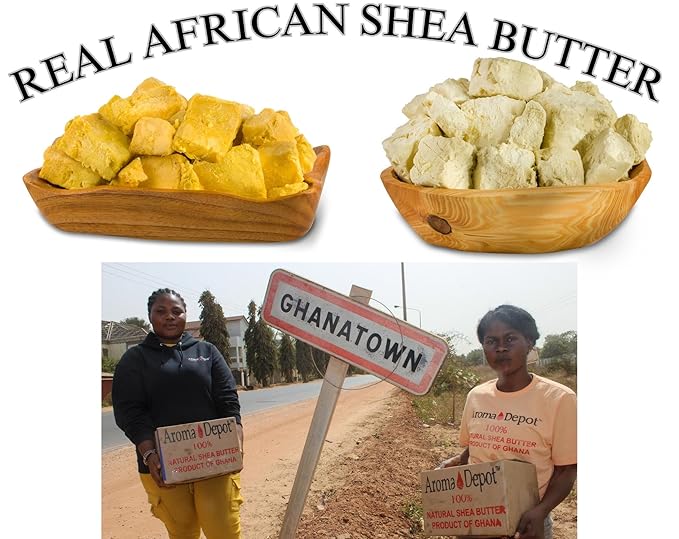 Raw African Black Soap & Shea butter 1 lb Combo Pack Cleanser and Moisturizer Set 100% Raw-Pure Unrefined I For all skin types I Can be used for Hair, Body and Face I Imported from Ghana I