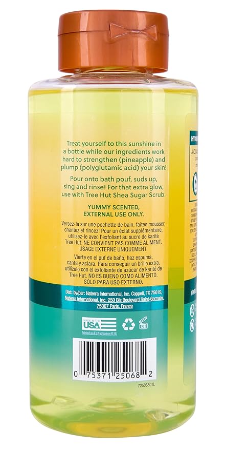 Tree Hut Pineapple Foaming Gel Wash, Hydrating & Moisturizing Body Wash with Shea Butter & Nourishing Essential Oils, Daily Cleanser for Soft Smooth Skin, 18 fl oz