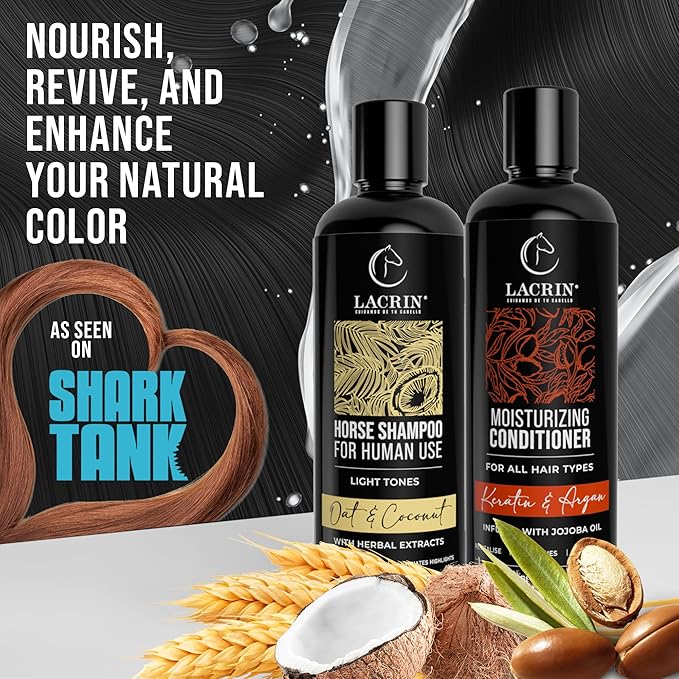 Oat & Coconut Shampoo + Keratin & Argan Conditioner Bundle – As Seen on Shark Tank – Strengthens, Brightens, Moisturizes - Perfect Bundle For Light Tones, 33.8 Fl Oz, Duo Pack