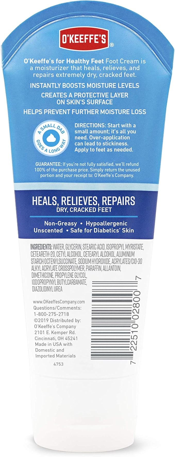 O'Keeffe's K0280004-8 Healthy Feet Foot Cream Tube (8 Pack), 3 oz