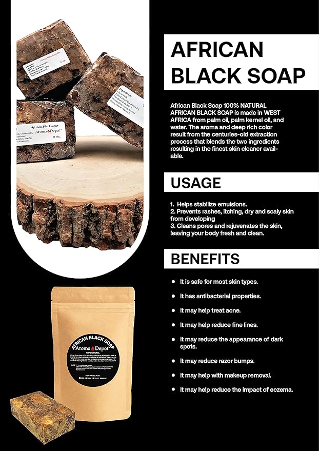 Raw African Black Soap & Shea butter 1 lb Combo Pack Cleanser and Moisturizer Set 100% Raw-Pure Unrefined I For all skin types I Can be used for Hair, Body and Face I Imported from Ghana I