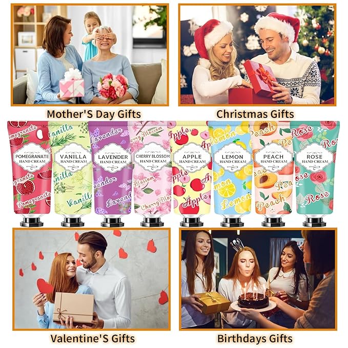 8 Pack Hand Cream Gift Set,Easter Basket Stuffers for Teen Girls,Mothers Day Gifts,Mini Travel Size Lotion for Teacher Appreciation Gifts Nurse Gifts,Hand Lotionfor Dry Cracked Hands Gifts for Mom