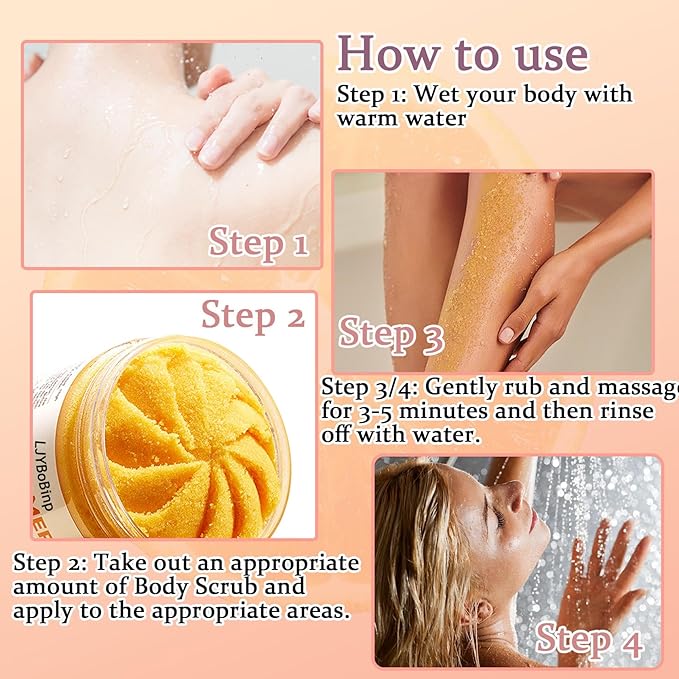 Turmeric Body Scrub,Deep Cleansing Handmade Exfoliating Body Scrub,Moisturizing Skin Turmeric Face Exfoliator for All Skin Types