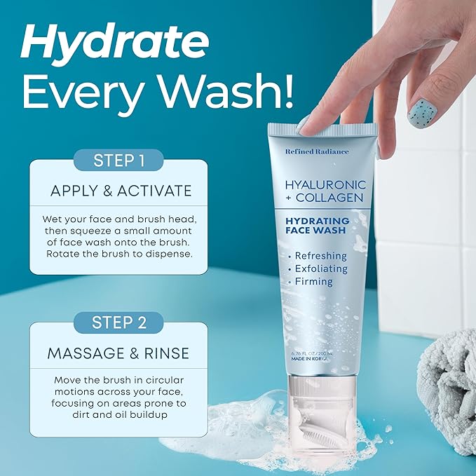 Hyaluronic Acid & Collagen Face Wash – Dermatologist Tested, Anti-Aging, Korean Skin Care, Hydrates Firms Soothes – Clean, Vegan, Gentle Facial Cleanser for Dry Sensitive Skin, 200 ML