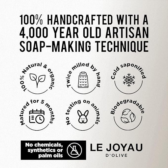 LE JOYAU D'OLIVE LJO No Synthetics All-Natural Soap | Minimal Ingredients | No Chemicals | No Perfumes | No Titanium Dioxide | Made with Essential Oils | For Face & Body | Twice Milled Soap Gift Set