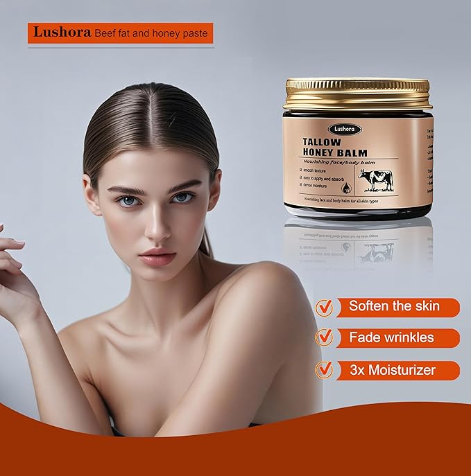Tallow Honey Balm,Beef Tallow for Skin,quickly repair skin scales,Deep Hydration & Nourishment. Moisturizer for Face and Body,Improve dry lines caused by dryness- 2.12 oz