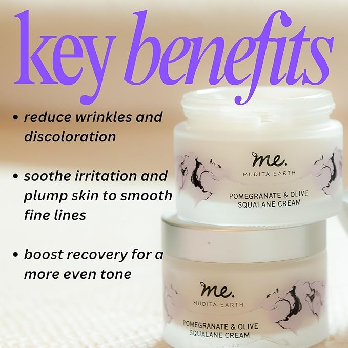 Mudita Earth Squalane Face Cream β 1.7oz | Dermatologist-Tested, Rich Moisturizer for Aging & Dry Skin | Hyaluronic Acid, Pomegranate & Olive, Vegan Caviar for Wrinkles, Dark Spots & Hyperpigmentation