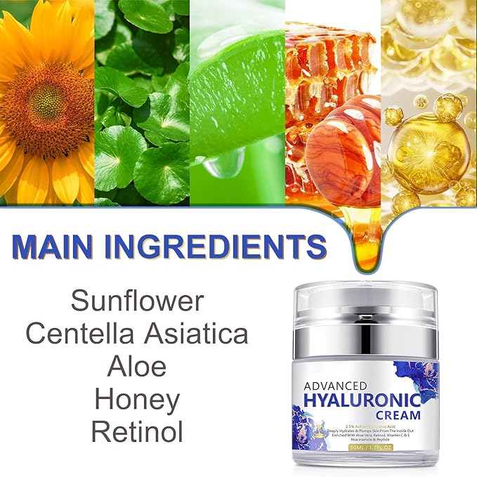 Hyaluronic Acid Moisturizer, Facial Moisturizer For Women Anti Aging, Dry Face Moisturizer Instant Hydration For Women, Hydrating Face Moisturizer Lotion For All Skin Types