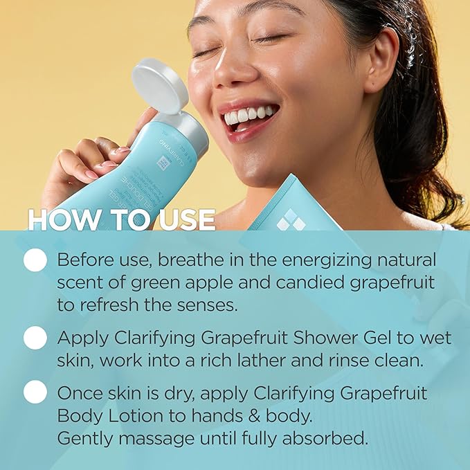 Andalou Naturals Body Wash, Clarifying Grapefruit Shower Gel, Gentle Exfoliating Salicylic Acid Body Wash with Tea Tree & Witch Hazel, Targets Back Acne, Blemishes & Excess Oil, 8.5 fl oz (Pack of 2)