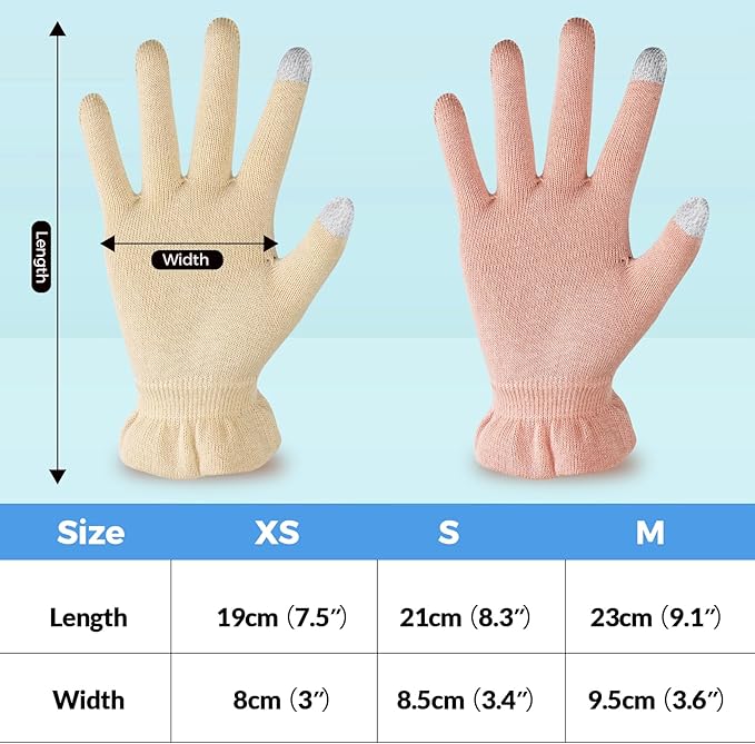 Cotton Moisturizing Gloves Overnight Hand Beauty Gloves Touchscreen Sleeping Gloves (M-Beige, Count, 6)