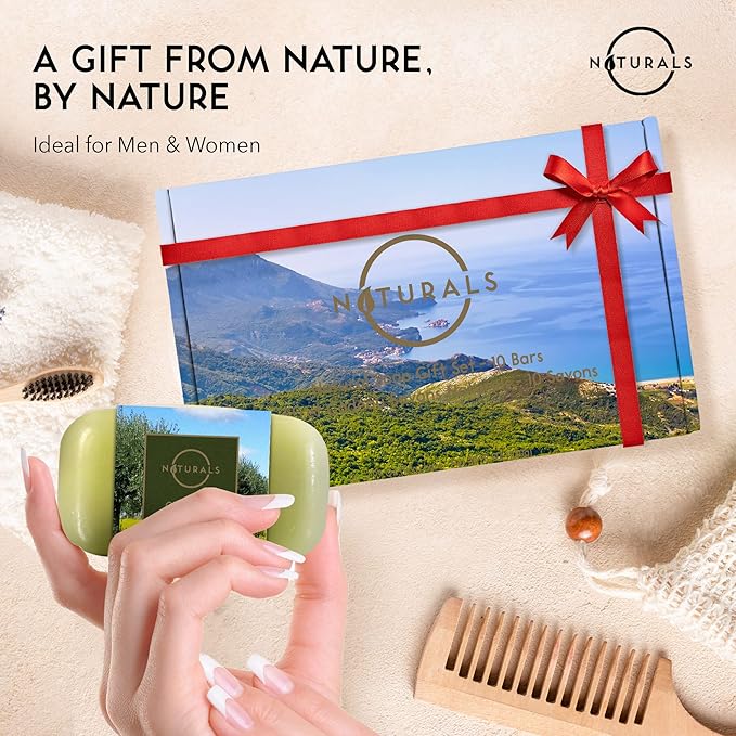 O NATURALS 100% Natural Bar Soap - Gift Set - Organic Ingredients & Essential Oils - Spa Gifts for Women & Men, Body Wash & Face Soap - 10PC Natural Soap Gift Set