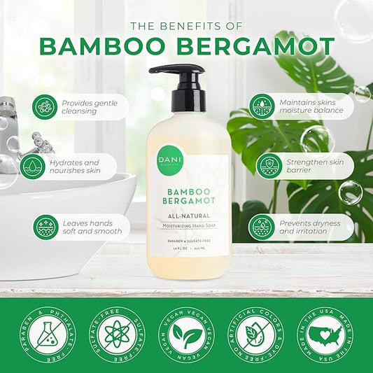 Naturals Moisturizing Hand Soap – Bamboo Bergamot Scent, Hydrating, Sulfate-Free & Paraben-Free, 12 Oz Bottle with Pump, Gentle Cleansing for Dry Skin