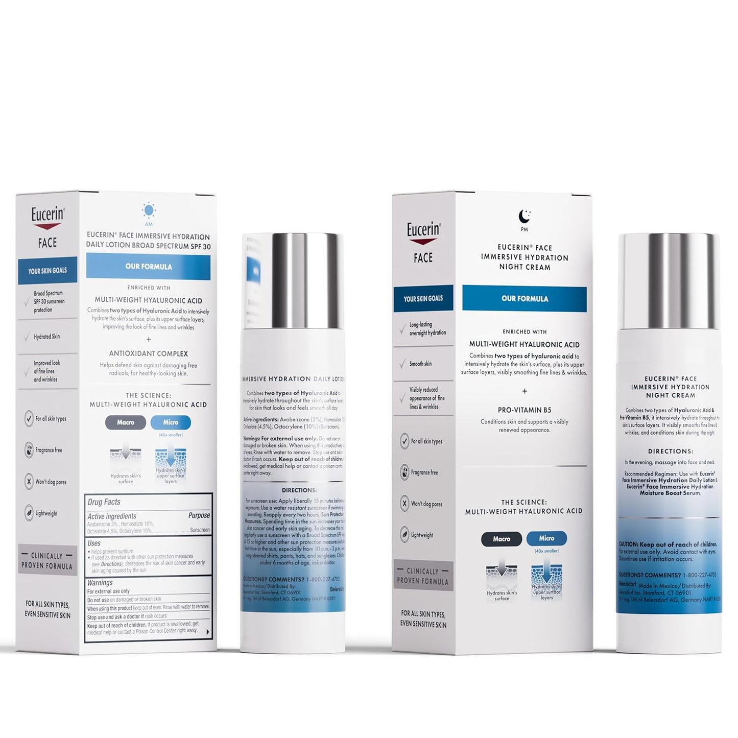 Hydrating Face Lotion & Night Cream Set β Daily SPF 30 Moisturizer + Hyaluronic Acid Night Cream for Anti-Aging, Fine Lines & Wrinkles, Korean Skincare Set (2 x 2.5 Oz)