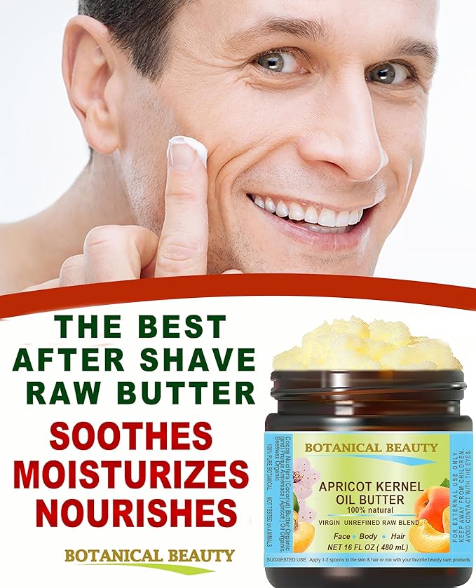 Botanical Beauty APRICOT KERNEL OIL BUTTER Pure Natural Virgin Unrefined RAW for FACE, SKIN, BODY, DAMAGED HAIR, NAILS. Rich in Gamma Linoleic Acid, Vitamin E (4 Fl Oz)