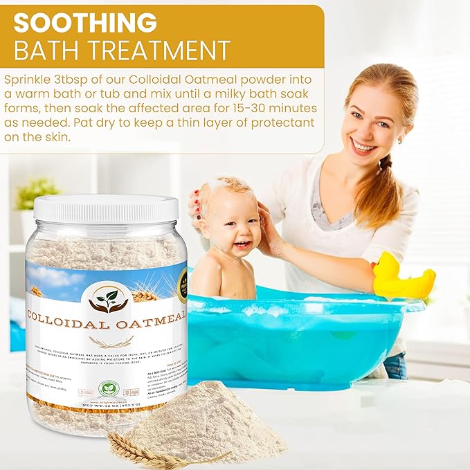 Dirty Treasures Colloidal Oatmeal Bath | Eczema & Itchy Skin Relief | Baby-Safe, 100% Natural, Fragrance-Free | 2 lb (32oz)