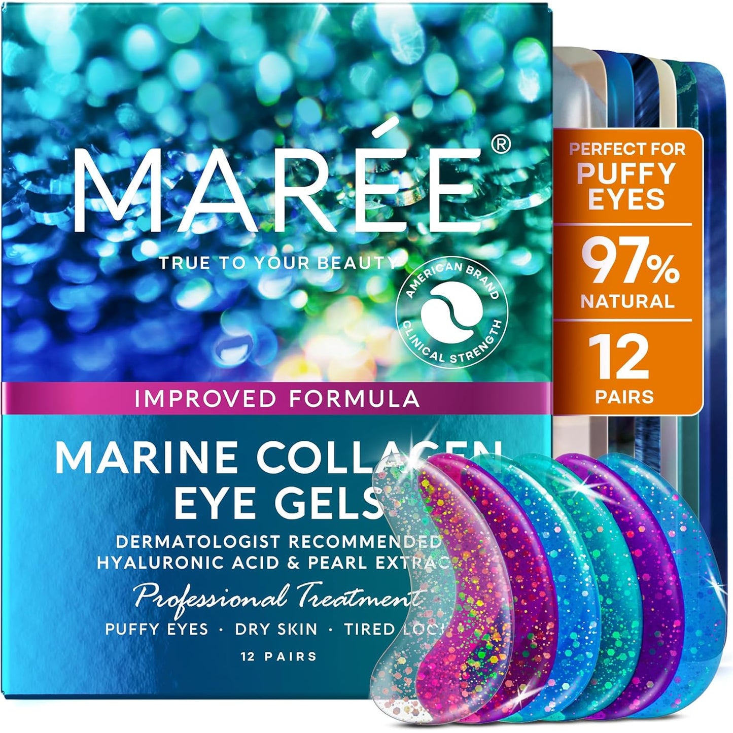 Eye Gels - Pads under Eye Patches for Puffy Eyes and Dark Circles with Collagen & Hyaluronic Acid - anti Wrinkles under Eye Masks Skincare Treatment for Puffiness & Bags - Parches Para Ojeras